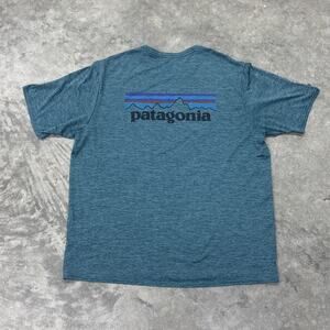 Patagonia Capilene Cool Daily Shirt Large Mens Blue Heathered Short Sleeve